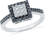 Radiant Bay Beauteous Black And White White Gold Diamond 18 K Ring