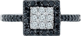 Radiant Bay Beauteous Black And White White Gold Diamond 18 K Ring