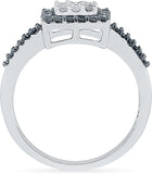 Radiant Bay Beauteous Black And White White Gold Diamond 18 K Ring