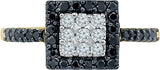 Radiant Bay Beauteous Black And White Yellow Gold Diamond 18 K Ring