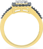 Radiant Bay Beauteous Black And White Yellow Gold Diamond 18 K Ring