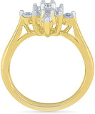 Radiant Bay Sparkling Bloom Yellow Gold Diamond 18 K Ring