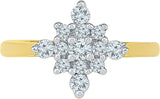 Radiant Bay Sparkling Bloom Yellow Gold Diamond 18 K Ring