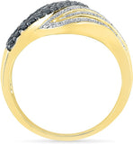 Radiant Bay Voluminious Black and White Yellow Gold Diamond 18 K Ring