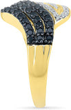 Radiant Bay Voluminious Black and White Yellow Gold Diamond 18 K Ring