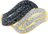 Radiant Bay Voluminious Black and White Yellow Gold Diamond 18 K Ring