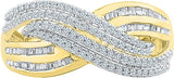 Radiant Bay Fancy Ripples Yellow Gold Diamond 14 K Ring