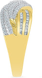 Radiant Bay Fancy Ripples Yellow Gold Diamond 14 K Ring