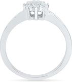 Radiant Bay Flower Focused White Gold Diamond 18 K Ring
