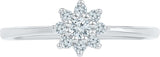Radiant Bay Flower Focused White Gold Diamond 18 K Ring