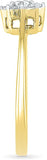 Radiant Bay Flower Focused Yellow Gold Diamond 18 K Ring
