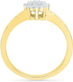 Radiant Bay Flower Focused Yellow Gold Diamond 18 K Ring