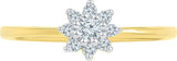 Radiant Bay Flower Focused Yellow Gold Diamond 18 K Ring