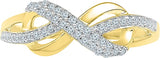 Radiant Bay Infinity Bows Yellow Gold Diamond 14 K Ring
