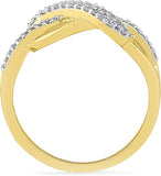Radiant Bay Infinity Bows Yellow Gold Diamond 14 K Ring