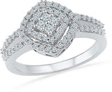 Radiant Bay Square Weave White Gold Diamond 18 K Ring