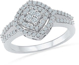 Radiant Bay Square Weave White Gold Diamond 18 K Ring