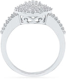 Radiant Bay Square Weave White Gold Diamond 18 K Ring