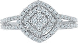 Radiant Bay Square Weave White Gold Diamond 18 K Ring