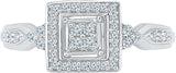 Radiant Bay Significant Square White Gold Diamond 18 K Ring