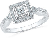 Radiant Bay Significant Square White Gold Diamond 18 K Ring