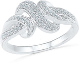 Radiant Bay Three Knot White Gold Diamond 18 K Ring