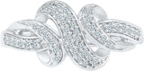 Radiant Bay Three Knot White Gold Diamond 18 K Ring