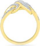 Radiant Bay Three Knot Yellow Gold Diamond 14 K Ring