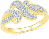 Radiant Bay Three Knot Yellow Gold Diamond 18 K Ring