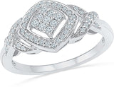 Radiant Bay Striking Square White Gold Diamond 18 K Ring