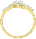 Radiant Bay Floral Flakes Yellow Gold Diamond 18 K Ring