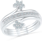 Radiant Bay Floral Fusion White Gold Diamond 18 K Ring