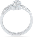 Radiant Bay Floral Fusion White Gold Diamond 18 K Ring