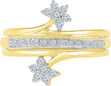 Radiant Bay Floral Fusion Yellow Gold Diamond 18 K Ring