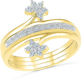 Radiant Bay Floral Fusion Yellow Gold Diamond 18 K Ring