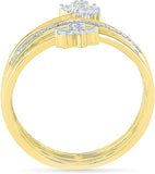Radiant Bay Floral Fusion Yellow Gold Diamond 18 K Ring