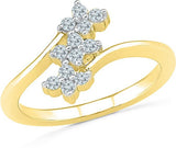 Radiant Bay Floral Wish Trio Yellow Gold Diamond 18 K Ring
