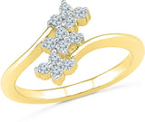 Radiant Bay Floral Wish Trio Yellow Gold Diamond 18 K Ring