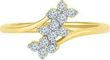 Radiant Bay Floral Wish Trio Yellow Gold Diamond 18 K Ring