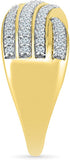 Radiant Bay Ripples Yellow Gold Diamond 14 K Ring