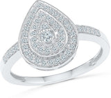Radiant Bay Grand Teardrop White Gold Diamond 18 K Ring