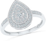 Radiant Bay Grand Teardrop White Gold Diamond 18 K Ring