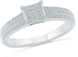 Radiant Bay Studded Square White Gold Diamond 18 K Ring