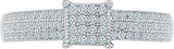 Radiant Bay Studded Square White Gold Diamond 18 K Ring