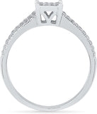 Radiant Bay Studded Square White Gold Diamond 18 K Ring