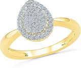 Radiant Bay Pear Flair Yellow Gold Diamond 14 K Ring