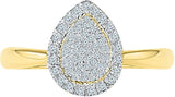 Radiant Bay Pear Flair Yellow Gold Diamond 14 K Ring