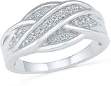 Radiant Bay Ribbon Ripples White Gold Diamond 18 K Ring