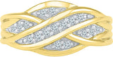 Radiant Bay Ribbon Ripples Yellow Gold Diamond 14 K Ring