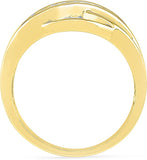 Radiant Bay Ribbon Ripples Yellow Gold Diamond 14 K Ring